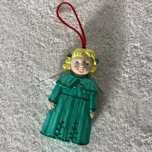 5/$35 Vintage Hand Painted Green Angel Ceramic Christmas Tree Ornament